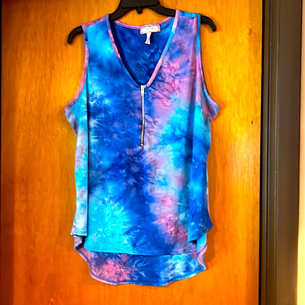 Tie Dye C’est La Vie tank top Blue/purple
